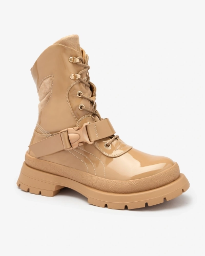 Royalfashion Women's lacquered boots in light brown Setogy