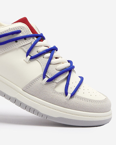 Balti pelēkas sieviešu sporta kedas ar tumši zilām aukliņām Olierinc - Apavi