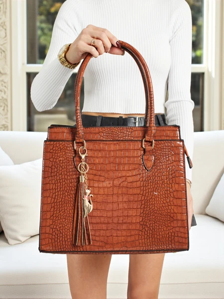 Women's shopper bag eco-leather with embossing Seraphyne