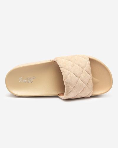 Beige women's quilted sandals on the platform Koriner - Footwear
