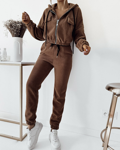 Royalfashion Women's brown striped sports set