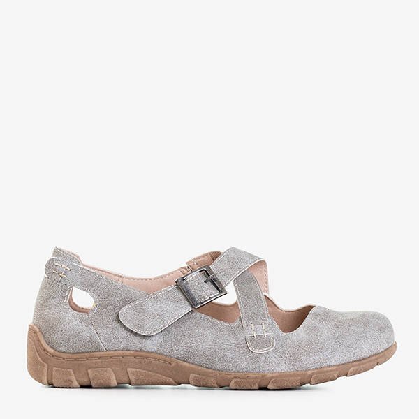 Light gray women's shoes fastened with Velcro Grazena - Footwear
