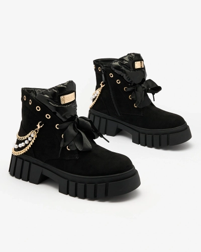 Royalfashion Women's eco suede insulated boots in black Dahaff