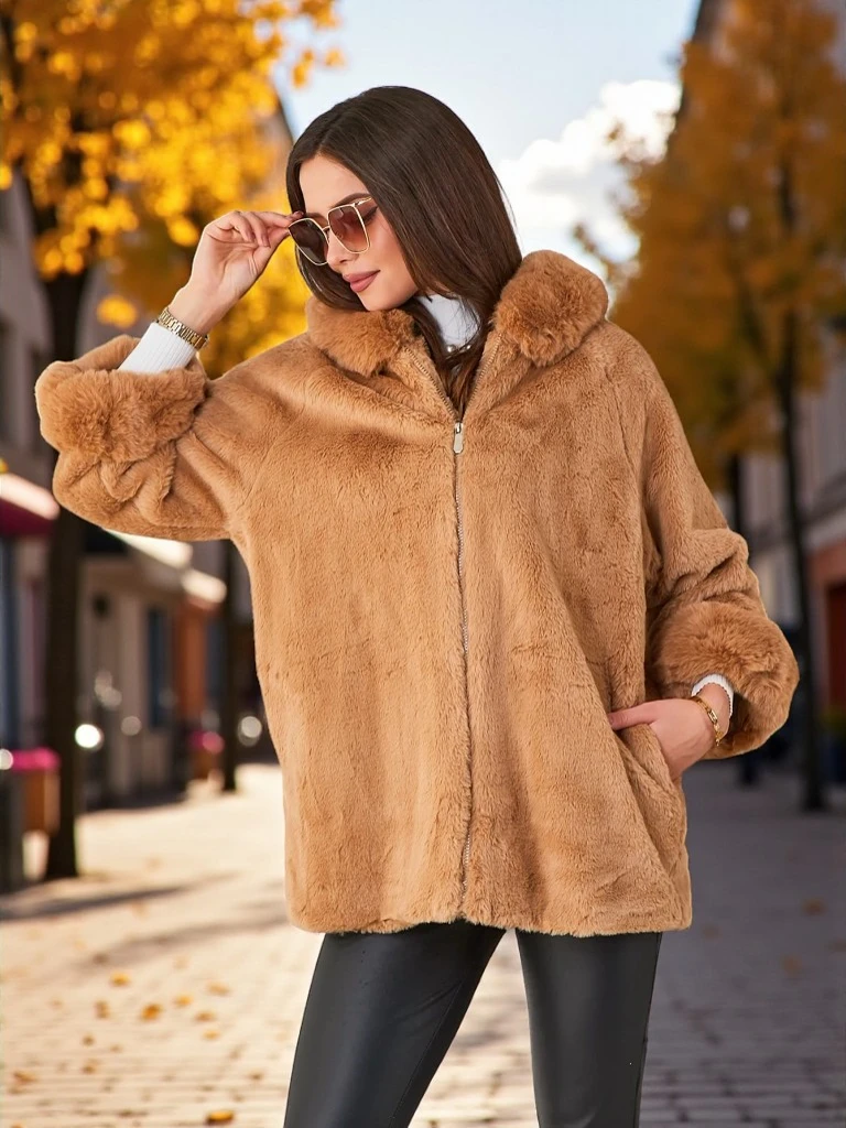 Royalfashion Sieviešu mākslīgā kažoka jaka