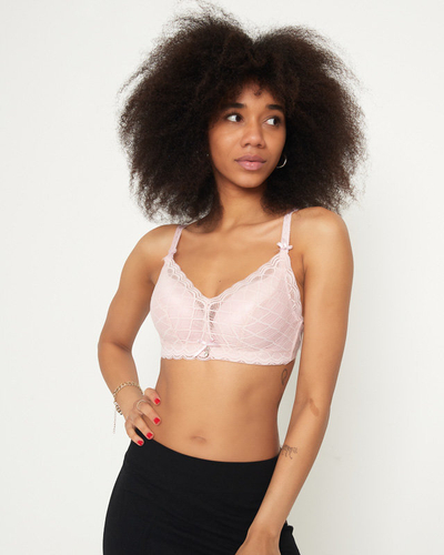 Light pink women's padded bra with lace - Underwear