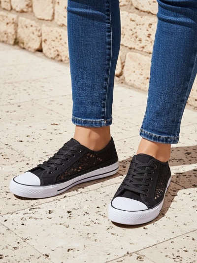 Calista Nero sieviešu sporta apavi ar mežģīnēm, elpojoši - kolekcija Vasara/Pavasaris