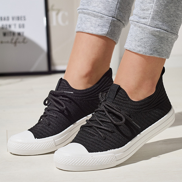 Royalfashion Black women's Manfer ribbed sneakers