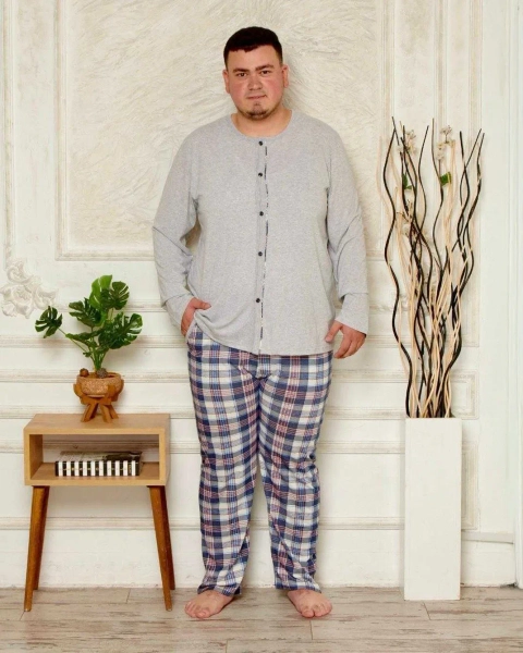 Royalfashion Kokvilnas pajama vīriešiem ar uzdruku
