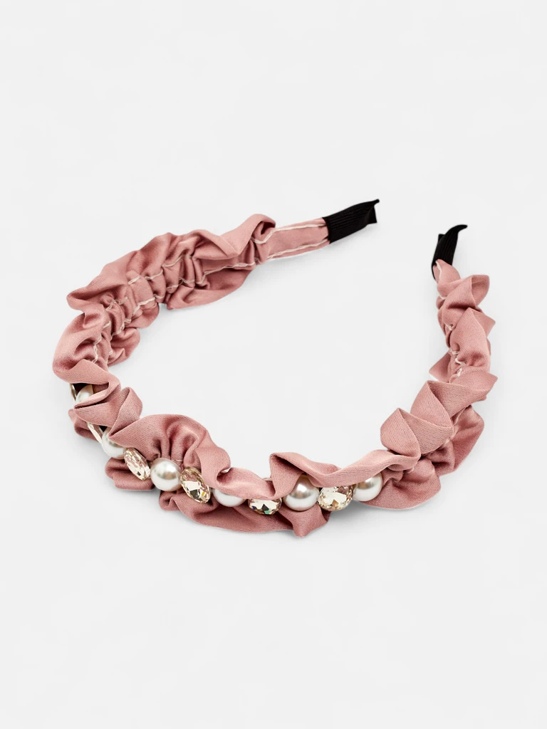 Royalfashion Headband with Ruching and Pearls