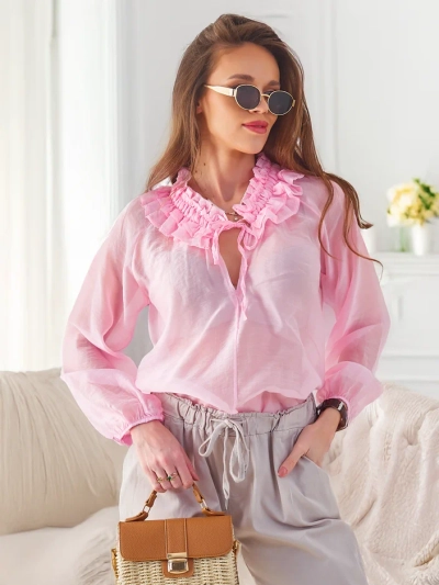 Royalfashion Прозрачная женская рубашка с декоративным воротником