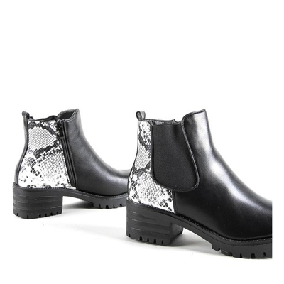Black ankle boots on a low post by Clancy - Footwear