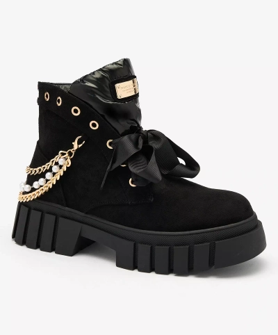 Royalfashion Women's eco suede insulated boots in black Dahaff