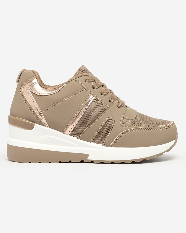 Royalfashion Beige and brown women's sports sneakers on platforms Lacyrllia