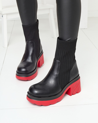 Women's black boots on a solid red sole Nerisw - Footwear