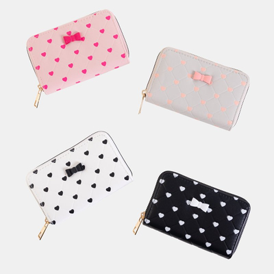Black women's wallet with white hearts - Wallet