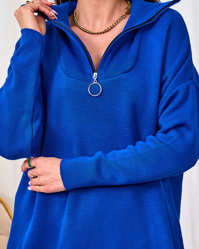 Royalfashion Dark brown women's pullover with unbuttoned turtleneck