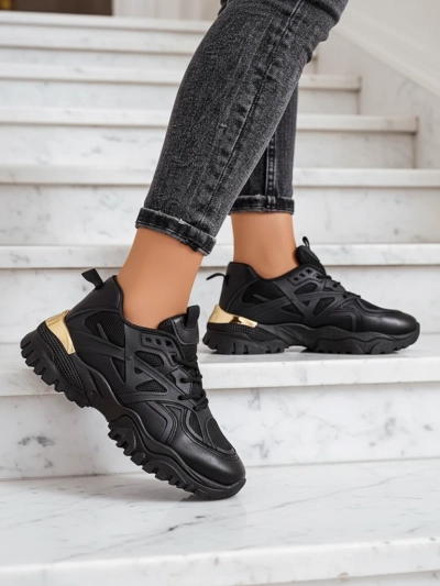 Stilosa Luma Czarne Sneakersy Damskie z Ekologicznej Skóry