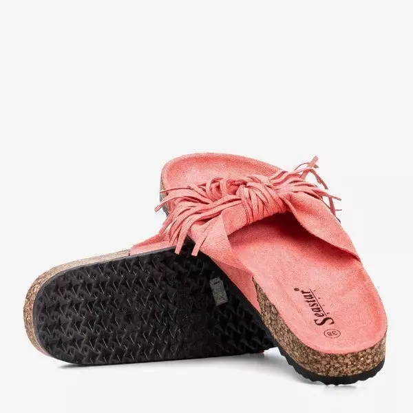 OUTLET Women's coral slippers with Amassa fringes - Footwear