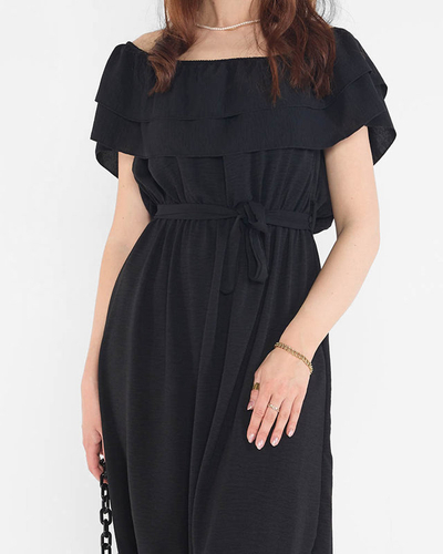Black ladies dress with frills - Clothing