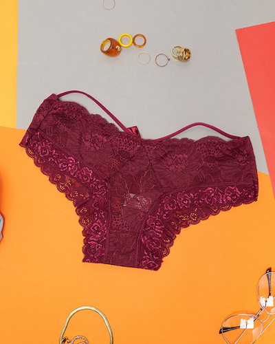 Women's maroon lace panties with an effective back - Underwear