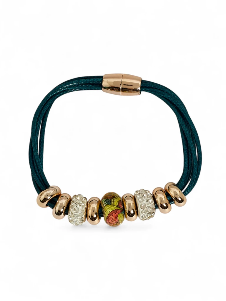 Bransoletka damska z koralikami i cyrkoniami