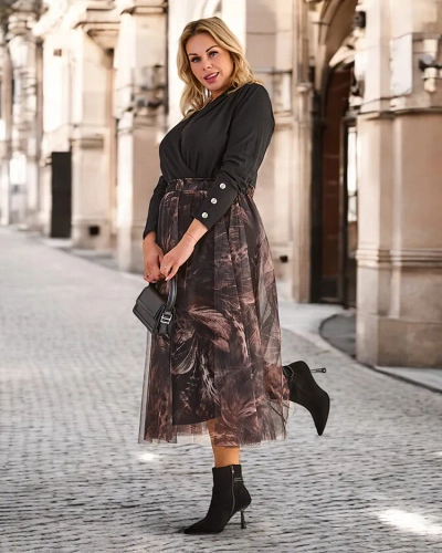 Royalfashion Women's double-layered midi skirt