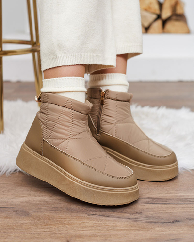 Royalfashion Women's slip-on snow boots in brown color Armeda