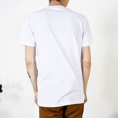 Men's white cotton t-shirt with the inscription - Clothing