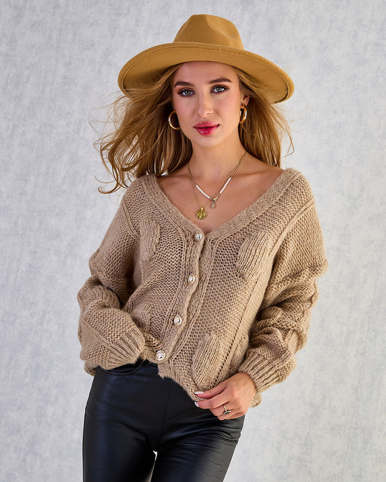 Royalfashion Women's knitted sweater with buttons