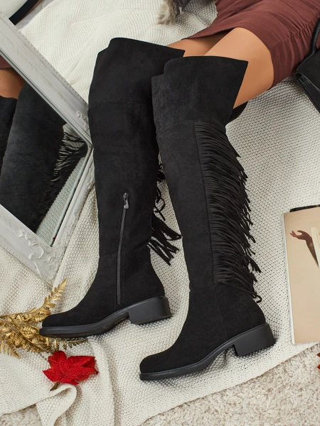 Women's Over-the-Knee Eco-Suede Boots with Fringes Ostrelia