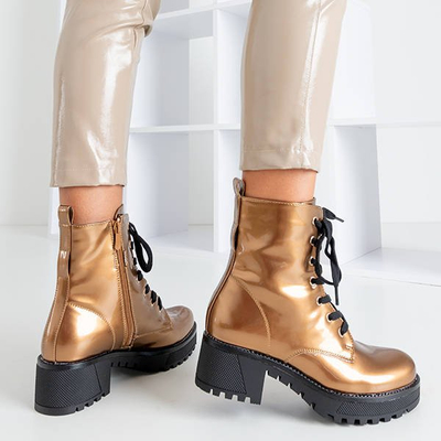 Ladies' gold lacquered Minna Workers - Footwear