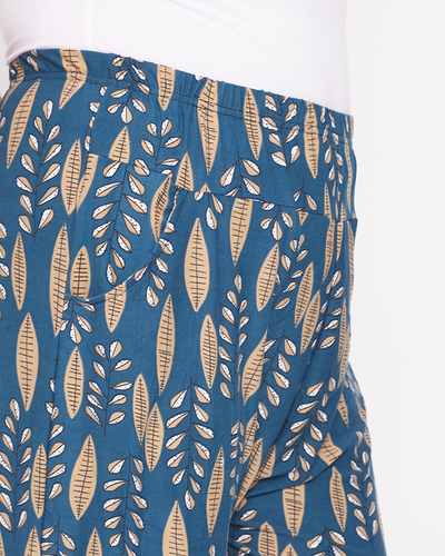 Green and beige patterned women's pants - Clothing