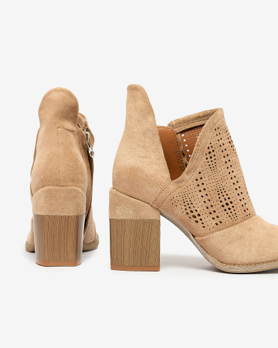 Royalfashion Openwork post boots in light brown Revivela