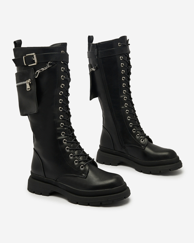 Royalfashion Black women's lace-up boots Apovido