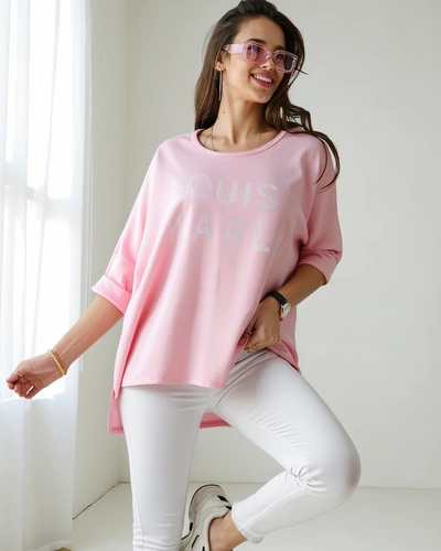 Royalfashion Sieviešu viskozes blūze ar akmens izšuvumiem