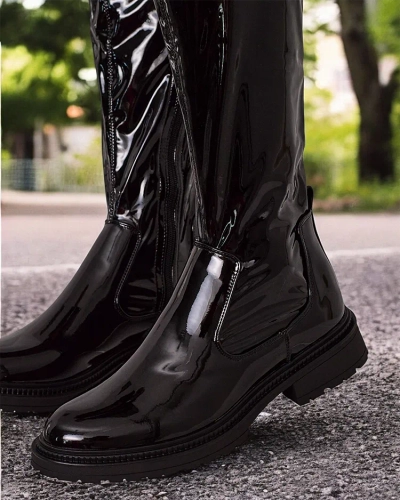 Royalfashion Women's lacquered over-the-knee boots Lessdo