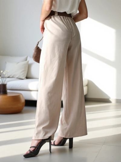 Royalfashion Wide women's trousers with a belt