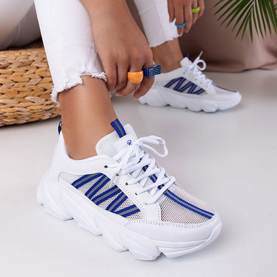 White and blue sports sneakers for women Justar - Footwear