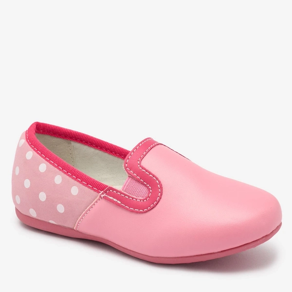 Pink girls' eco leather pea-print half shoes Rellme- Footwear