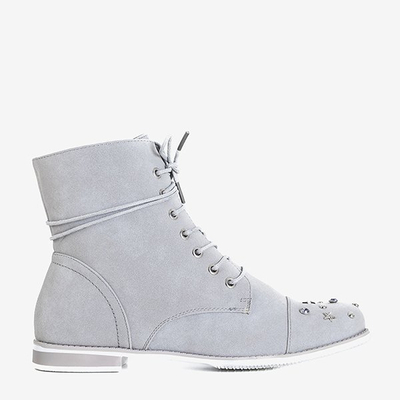 Pelēki sieviešu zābaki ar rotājumiem Matildat - Apavi