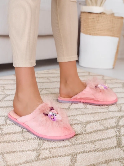 Женские меховые тапочки Royalfashion с цветами Ederra