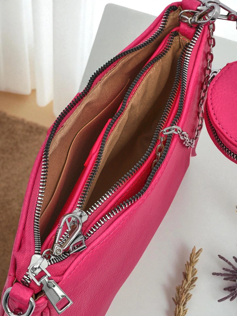 Aurelia Fuksjowa Torebka Damska Skórzana Mini z Łańcuszkiem