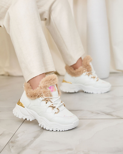 Royalfashion Baltas sieviešu sporta čības ar kažokādu Wicallen