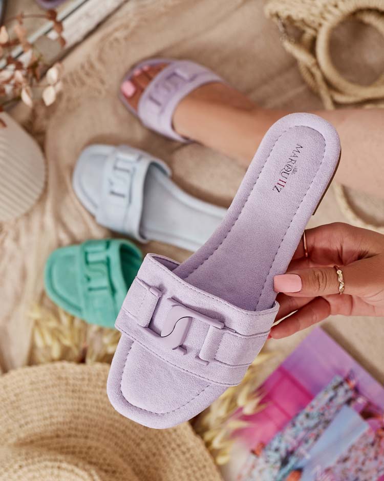 Royalfashion Фиолетовые женские шлепанцы с пряжкой Rydr