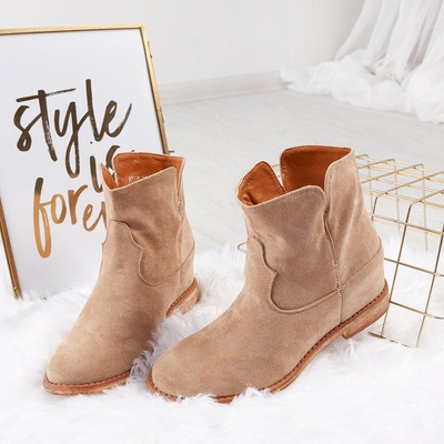 Beige cowboy boots on an indoor wedge Bluestone - Footwear 1