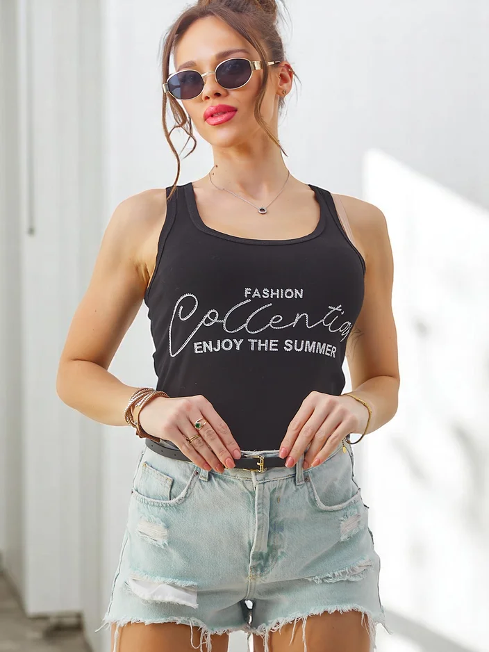 Royalfashion Sieviešu kokvilnas topiņš ar siksnām Izbaudi vasaru