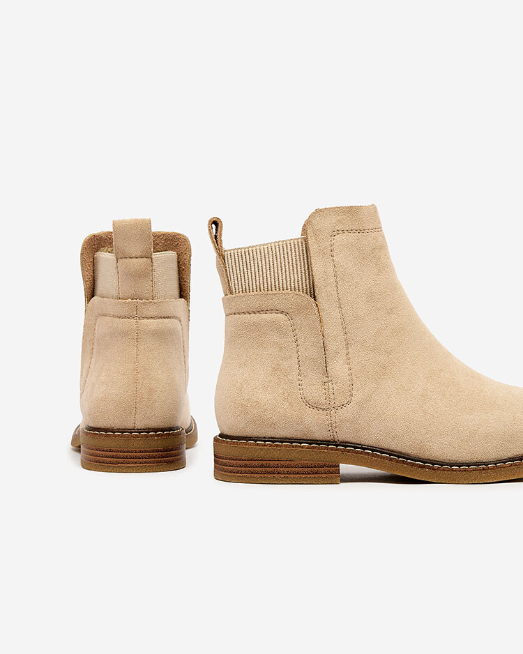 Royalfashion Beige women's eco-suede Veysi boots a'la sable heels