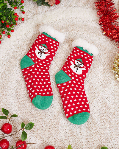 Sarkanas sieviešu zeķes ar Ziemassvētku rakstu - Apakšveļa