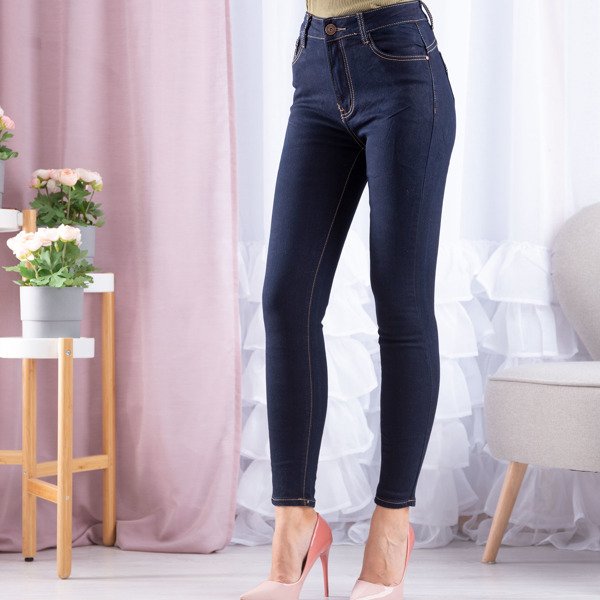 Navy high-waisted pants - Trousers 1