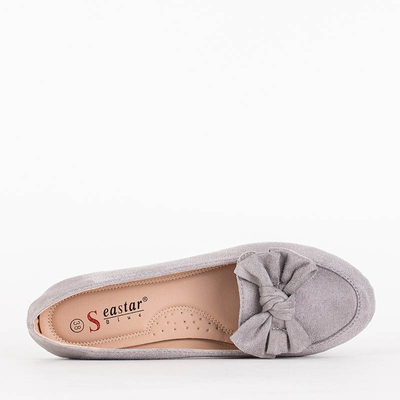 Grey women's ballerinas with bow Olimi - Footwear
